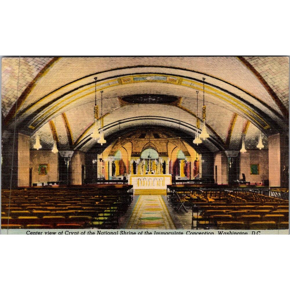 Center View of Crypt of The National Shrine Washington Vintage Postcard SP17-23